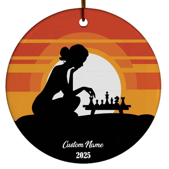 Custom Chess Merry Christmas Ceramic Ornament, Xmas Tree Decoration, 2025 Christmas Ornament, for Family, Friends, Gifts for Chess Lovers, Gifts for Family Friend Boys Girls