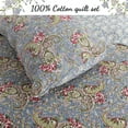 thumbnail image 5 of Cozy Line Kylie Floral Paisley 100% Cotton 3-Piece Quilt Set, King Set (Teal Blue, King - 3 Piece), 5 of 7