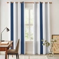 thumbnail image 4 of Navy Blue Striped Kitchen Curtains 84 Inch Length, Geometric Grey White Vertical Stripes Grommet Top Bedroom Living Room Curtains, Light Filtering Cafe Curtain Drapes 2 Panels Set 84''x84'', 4 of 9