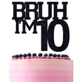 thumbnail image 1 of Cake Topper ZACHAKO, brocha negra con purpurina, con estampado I'm 10, para cumpleaños número 10, 1 of 7