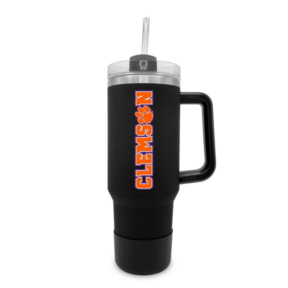 Clemson Tigers 40oz. Stainless Tumbler with Handle & Removable Straw