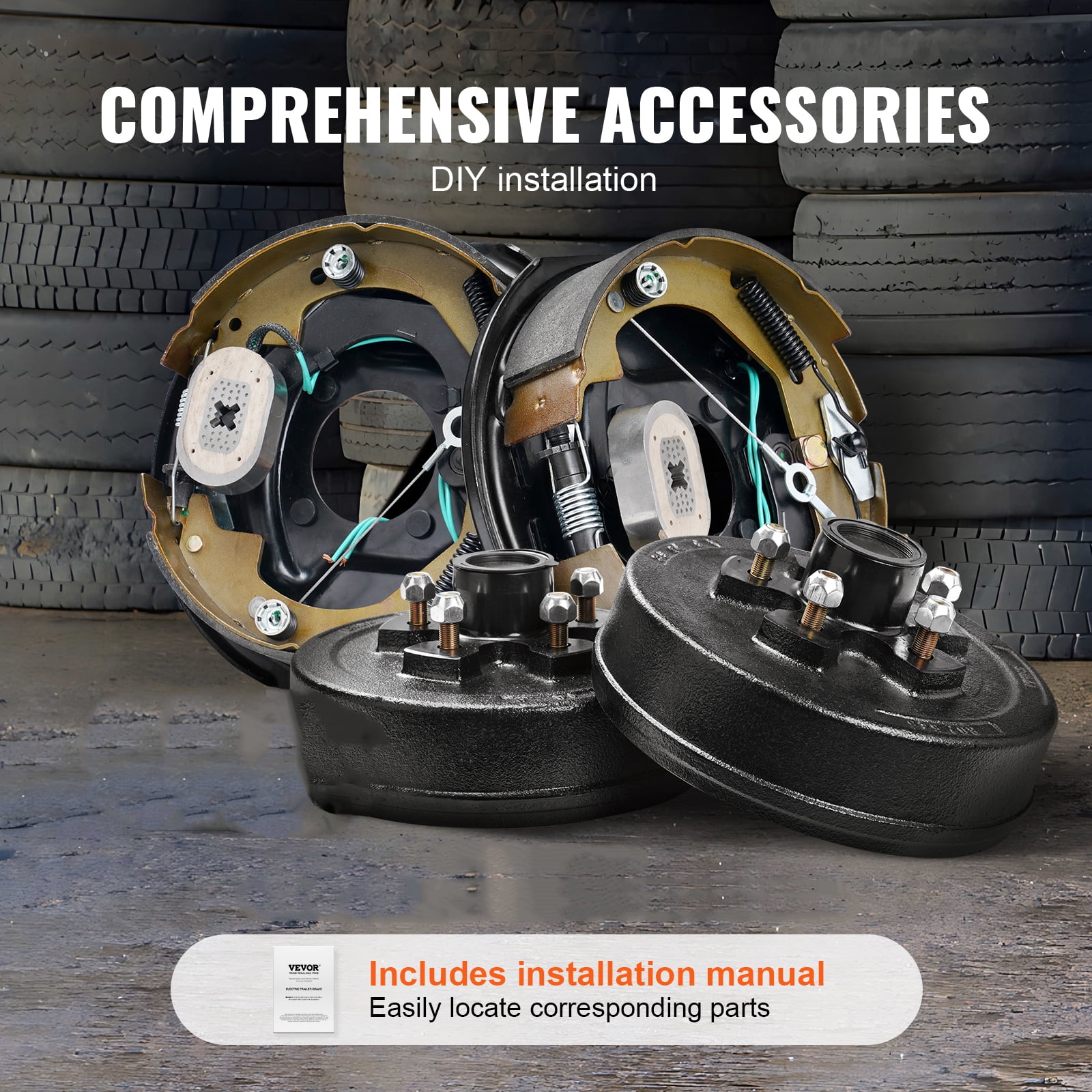 KFFKFF Electric Trailer Brake 10" x 2-1/4" & 5 on 4.5" Hub Drum Kit for 3500 lbs