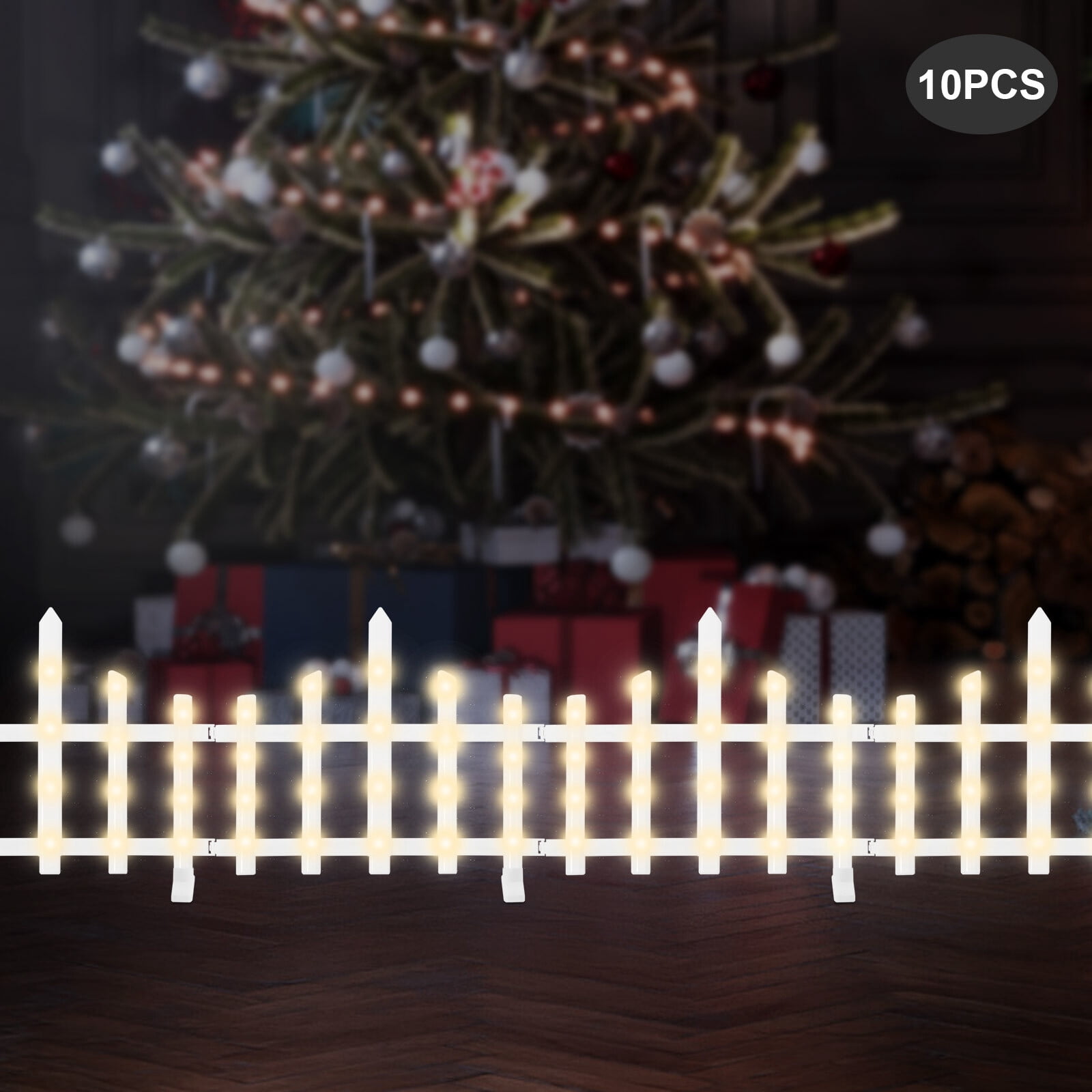 Christmas Decorations Light, Christmas Fence Lights, Decorative Lights Edging Garden Border with LED Lights for Garden Landscape Patio Yard Path Home