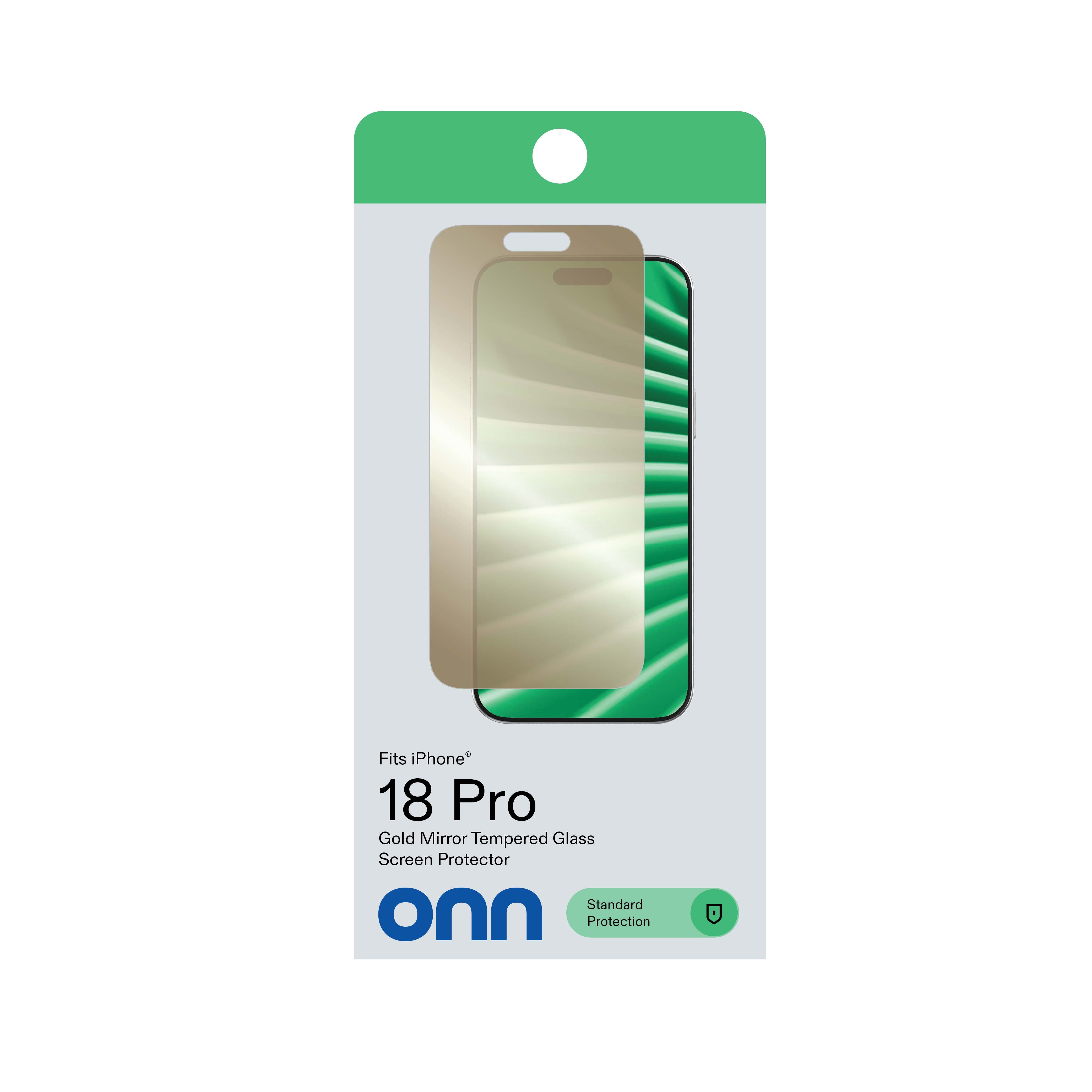 onn Mirror Glass Screen Protector for iPhone 18 Pro with Easy Application Tray - Gold Mirror Finish