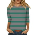 thumbnail image 2 of CLOISE Womens Blouses Fall Trendy Striped Shirts Crew Neck 3/4 Sleeve Blouses Soft Color Block Basic Tees Elegant Outfits Gray XL, 2 of 5