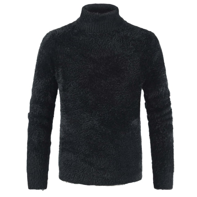 EGNMCR Chandail Homme Décontracté Uni Col Rond Chandail à Manches Longues Chandail Ajusté Tricoté Col Roulé