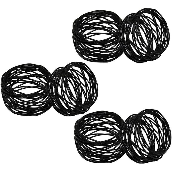 Handmade Decorations Black Napkin Rings Set of 6 Metal Mesh for Weddings Dinner Parties or Every Day Use (Black, 6)