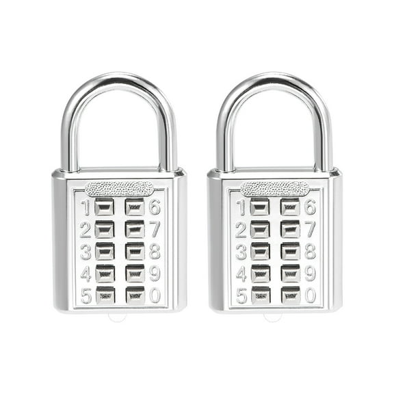 Uxcell 10-Digit Combination Padlock Push Button Locker Locks Silver Tone 2Pcs