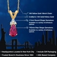 thumbnail image 2 of Gem Stone King 14K Yellow Gold Red Created Ruby and White Topaz Pendant Necklace for Women | 1.08 Cttw | Gemstone July Birthstone | Pear Shape 7X5MM | With 18 inch Chain, 2 of 6