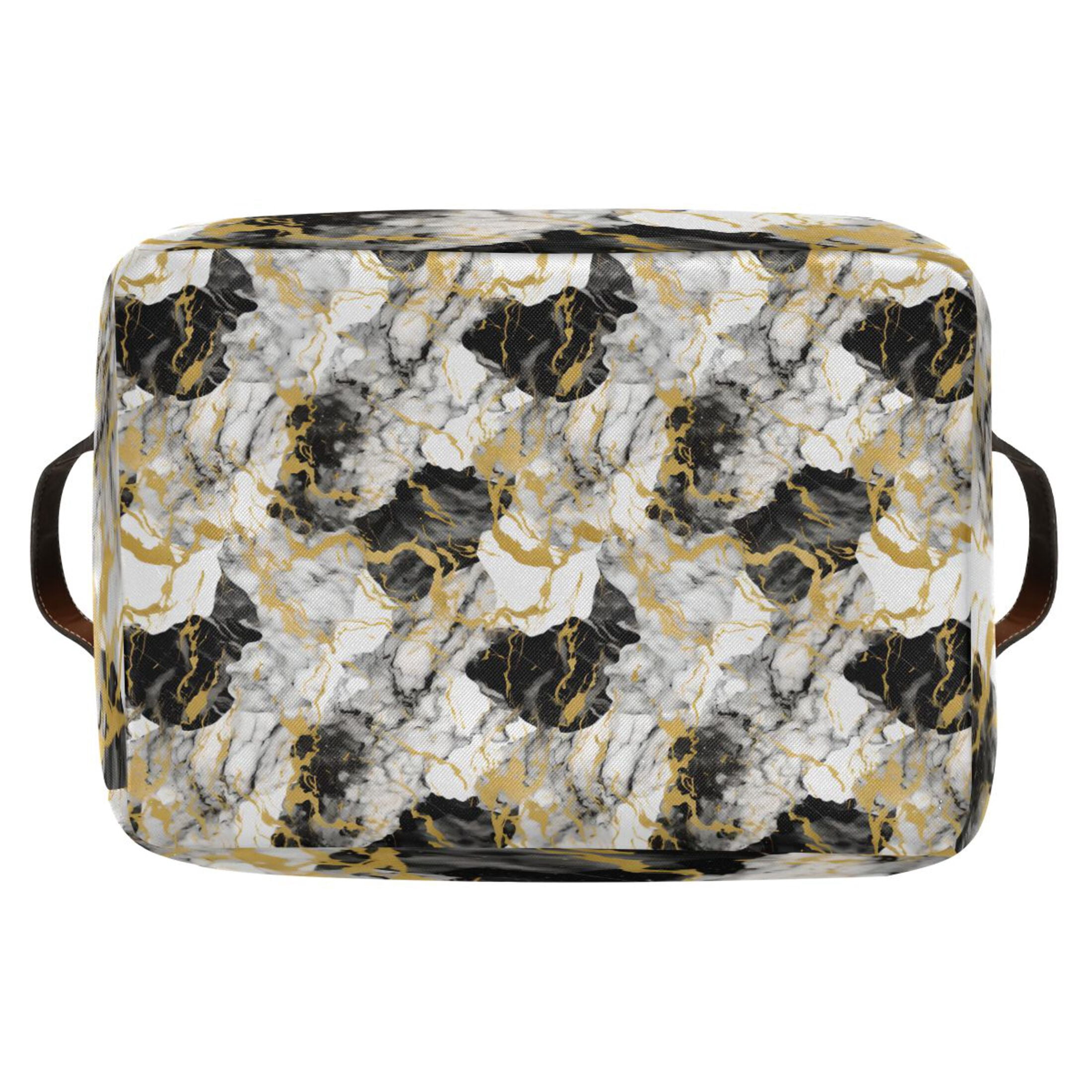 White Gray Black Gold Marble Storage Bins with Handle Fabric Organizer Basket Foldable Box 2 Pack 14.2x10.2x8.3