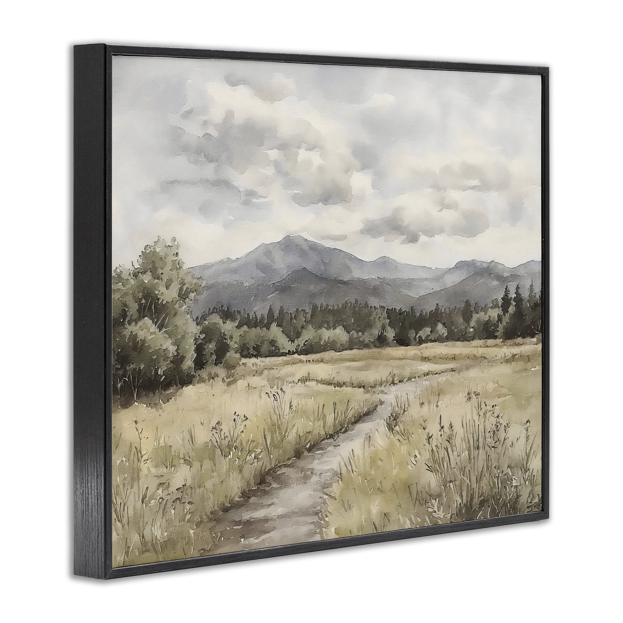 Stupell Industries Muted Pathway to Mountains Black Framed Giclee Art, design by Riley B