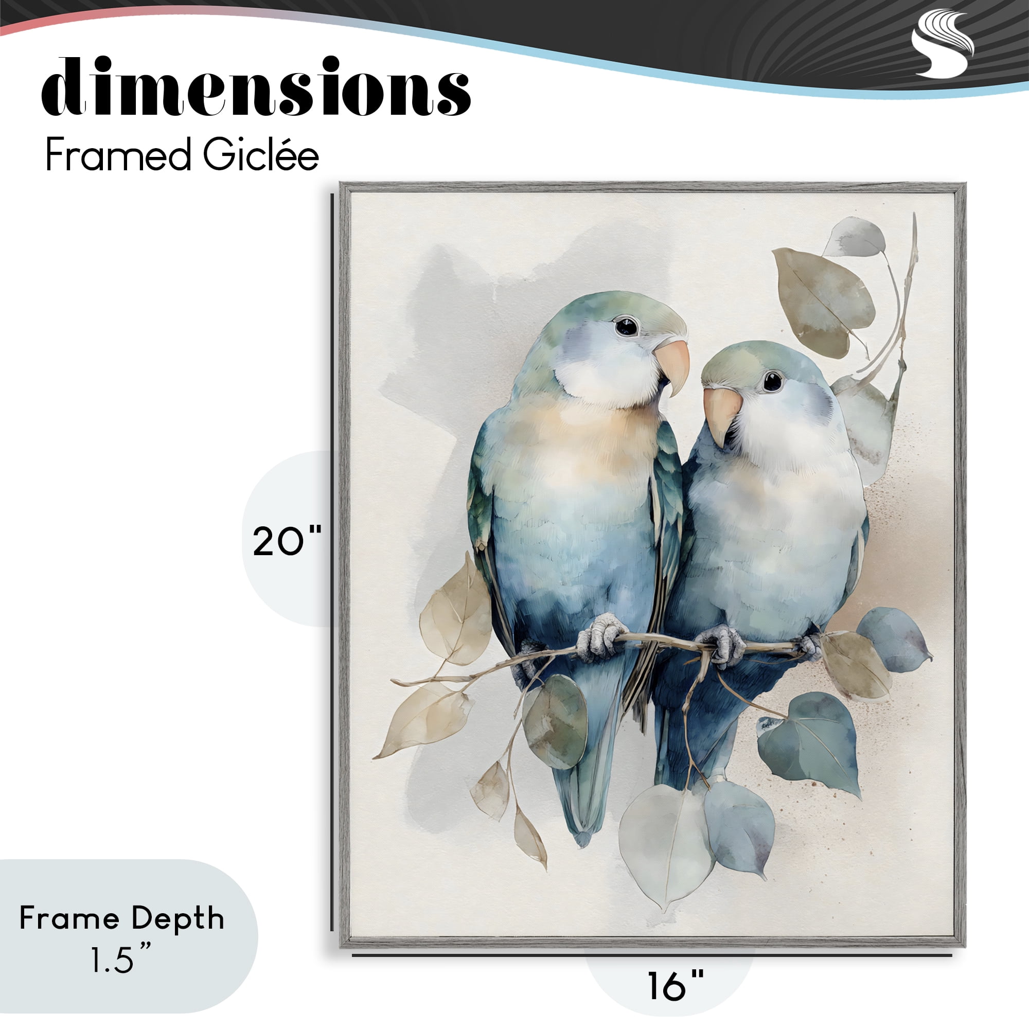 Stupell Industries Blue Bird Lovers Gray Framed Giclee Art, design by Franklyn Gregory