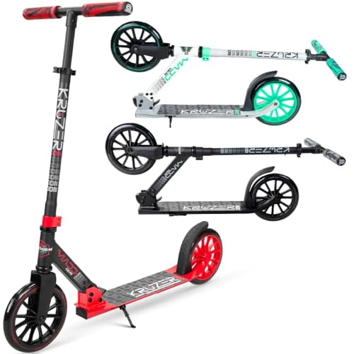 Madd Gear Metro 200 - Adults and Teens Folding Kick Scooter - Fast 8" Smooth Rolling Wheels, Adjustable Height Handlebar, Lightweight, Rider Capacity 220 lbs