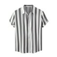 thumbnail image 2 of EQWLJWE Compression Shirt for Mens Summer Collar Shirts Casual Stripe Print Short Sleeve Button Down Shirts Loose Fit Beach Shirts Outwear, 2 of 5