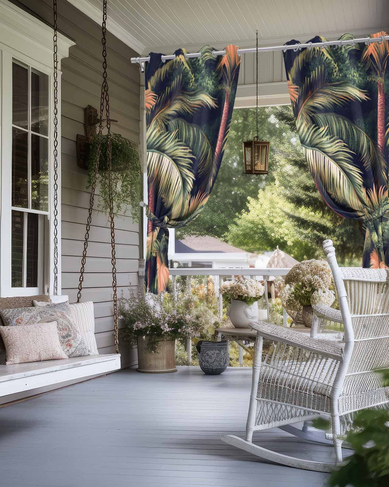 nqOlkjepod Outdoor Curtains for Patio Waterproof, Palm Forest Outdoor Privacy Panels Grommet, Country Summer Tropical Plants Forest Blackout Outside Curtains for Porch/Cabana 54"x108", 1 Panel