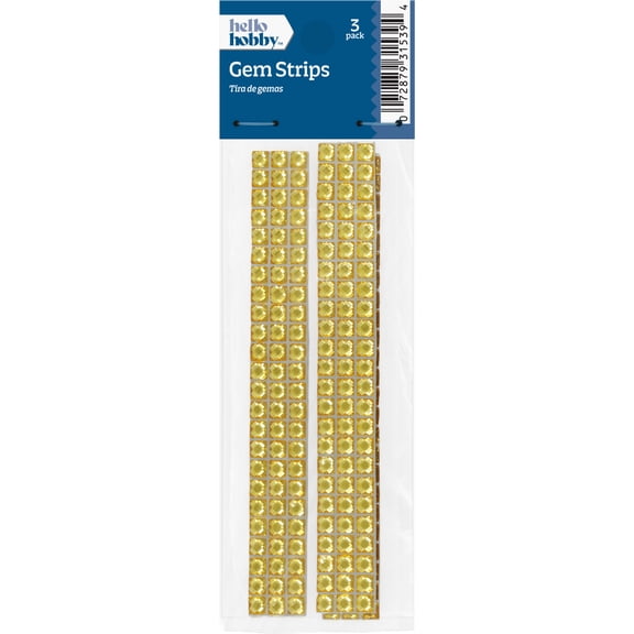 Hello Hobby Accessories Adhesive Gem Strips Gold, 3 piece