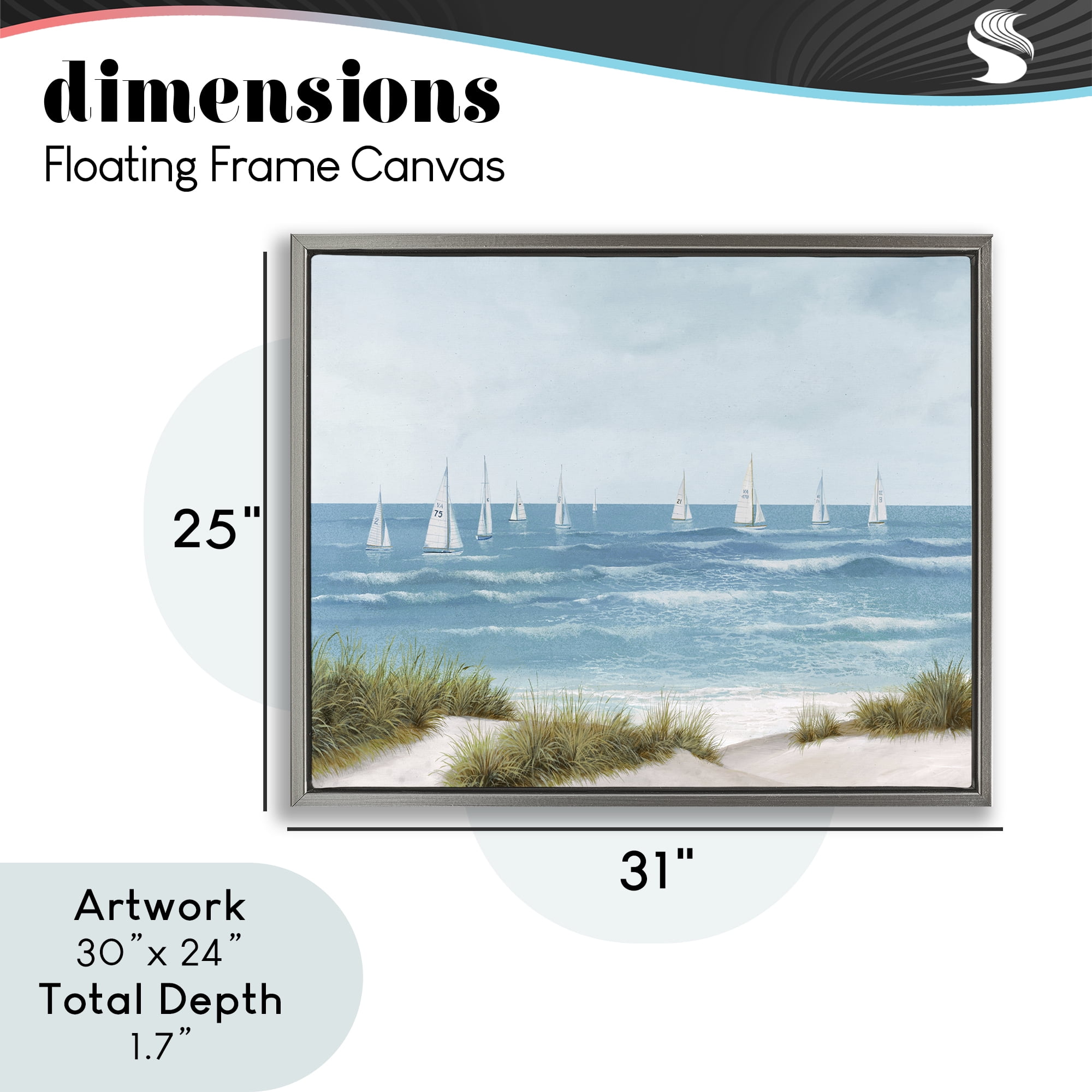 Stupell Industries Sail Away Seaside Boats Gray Framed Floater Canvas Wall Art, design by Lorenzo Collective