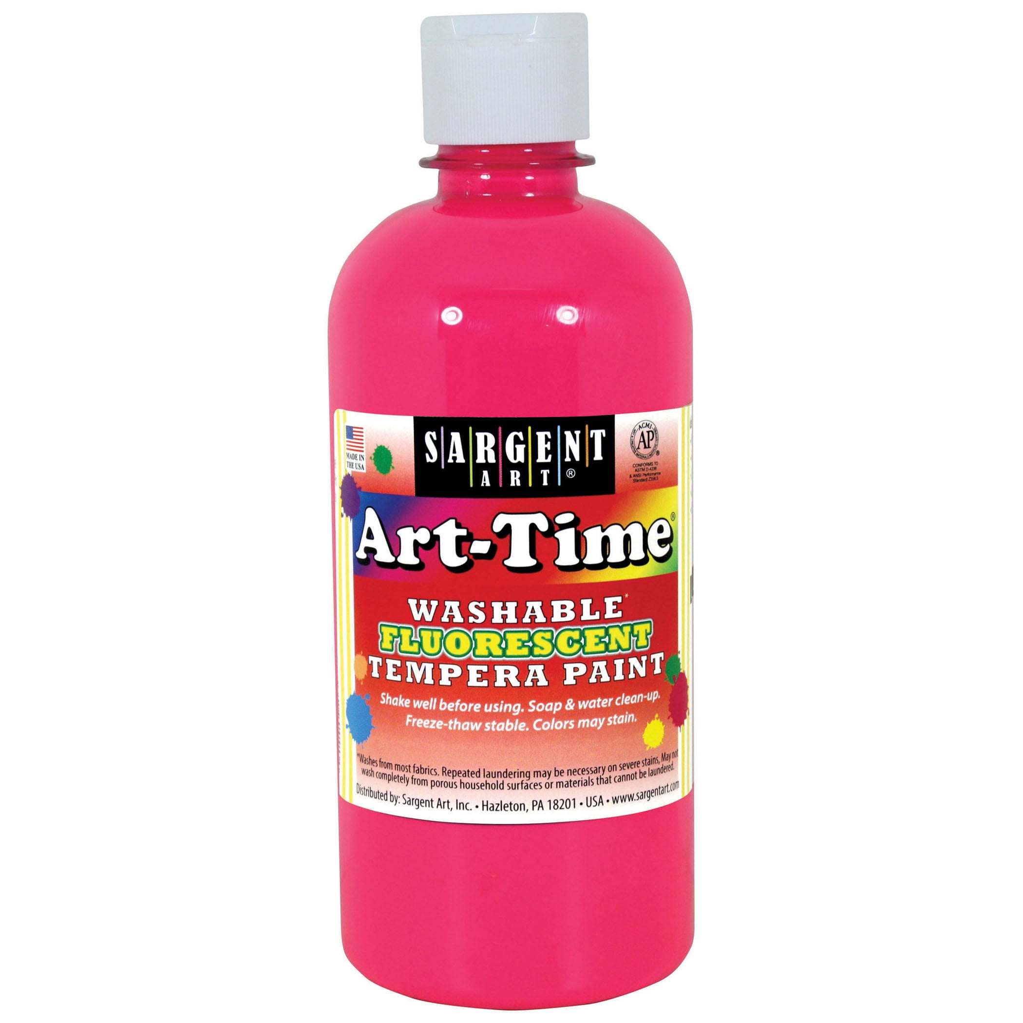 Sargent Art® ArtTime Washable Tempera Paint, 16oz, Fluorescent Pink, 6