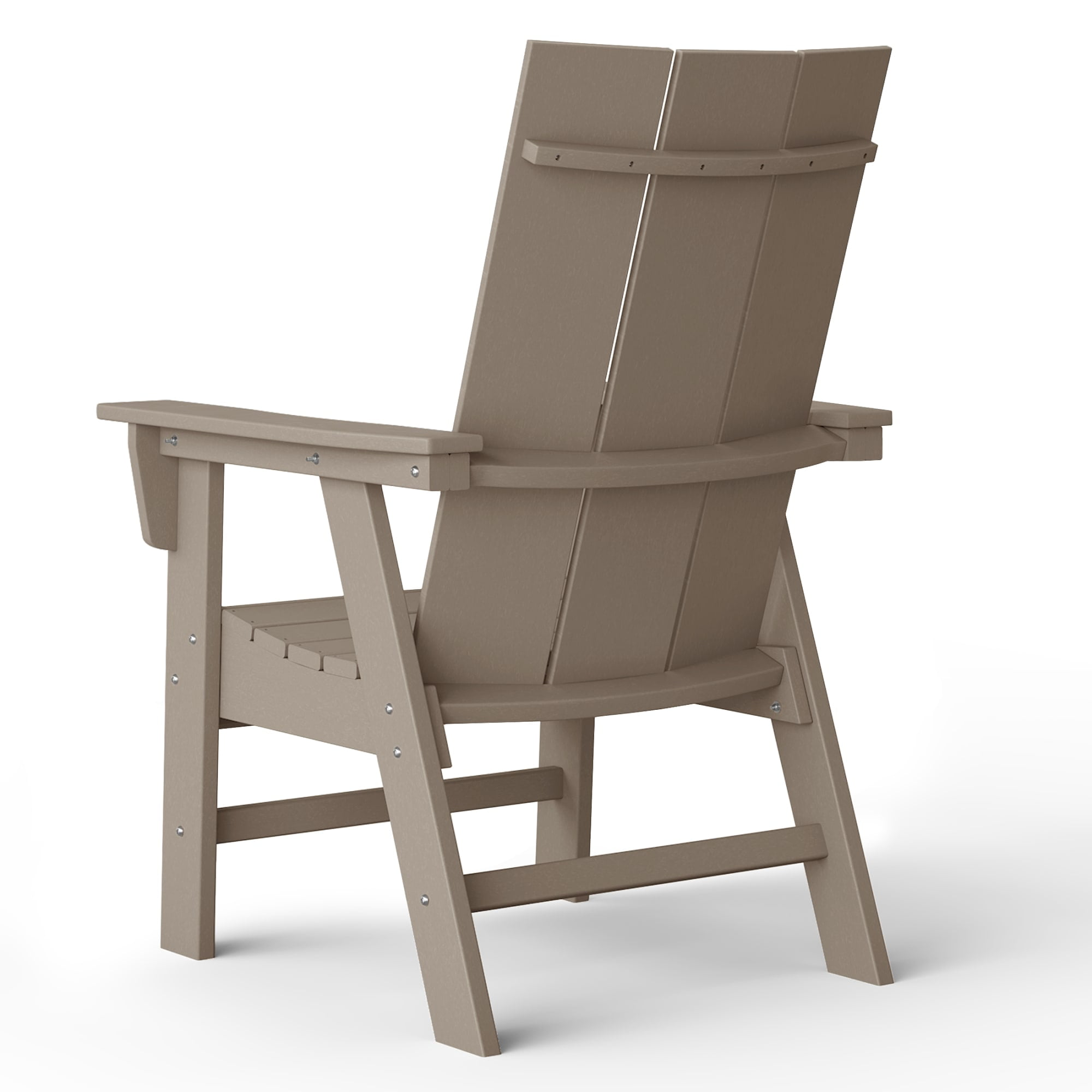 WestinTrends Ashore Outdoor Patio HDPE Plastic Modern Adirondack Dining Chair, Weathered Wood