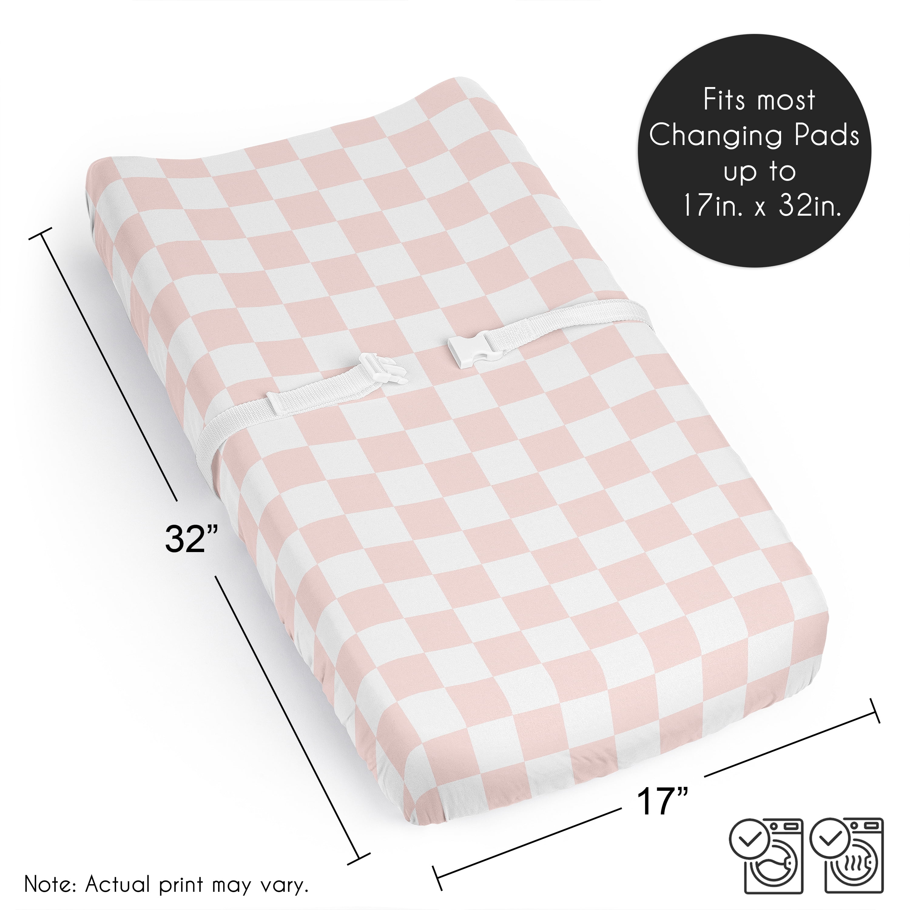 Sweet Jojo Designs Pink Gingham Checkered Plaid Girl Changing Pad Cover Sheet