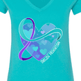 thumbnail image 4 of Inktastic Suicide Prevention Awareness Purple and Teal Heart Ribbon Women's V-Neck T-Shirt, 4 of 5