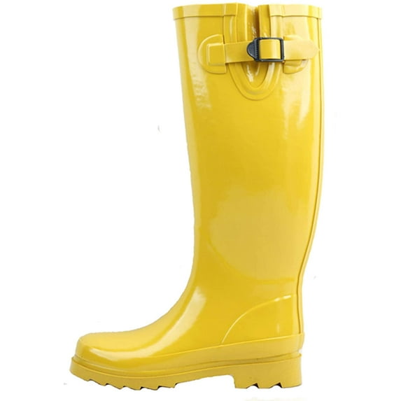Women's Rain Boots Rubber Waterpoof Mid Calf Colors Wellie Snow Wellington