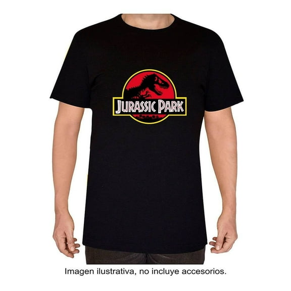 Playera Jurassic World para Hombre, de Algodón Manga Corta Diseño Logo Clásico Negro Talla G