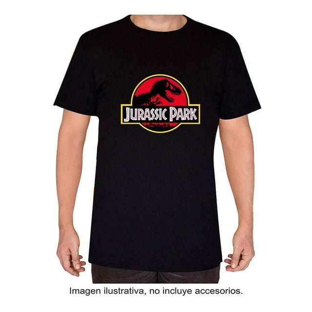 Playera Jurassic World para Hombre, de Algodón Manga Corta Diseño Logo Clásico Negro Talla G