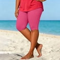 thumbnail image 2 of VEKDONE Plus Size Capri Leggings for Women Tummy Control Knee Length Capri Legging Summer Solid Cropped Pants Casual Stretch Soft Comfy Capris Hot Pink XXXXL, 2 of 5