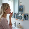 thumbnail image 6 of Large Hanging Travel Toiletry Bag Dopp Kit with Hook Cosmetic Makeup Organizer with Brush Holder Water-Resistant Bathroom for Women Men, Orange Flower, 6 of 8