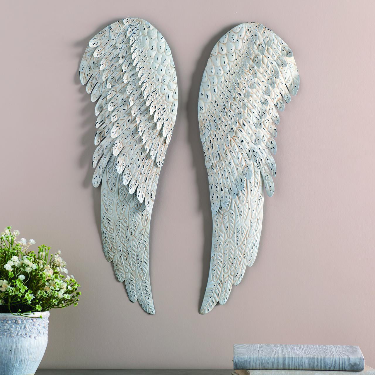 Metal Angel Wings Religious Distressed Vintage Rustic Wall Art Home Decor 