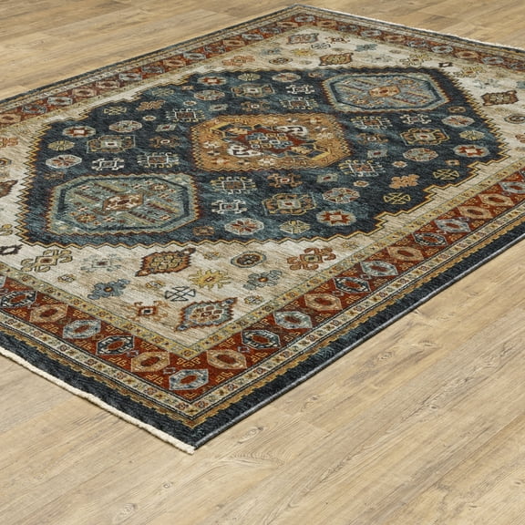Woven Trends Aberdonian Area Rug 005W1 Traditional Blue Medallion Oriental 3' 3" X  5' Rectangle