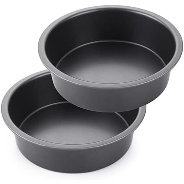 Round Cake Pan Set for Baking, 8 Inch, Nonstick Deeper Circle Cake Pans with Wider Grips, 2 Pieces Layer Cake Tin, Cheesecake Mold, Huty Duty, Dishwasher Safe - Grey Dark Gray 8\ Dark Gray 8\ Dark