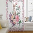 thumbnail image 5 of Easter Bunny Roses Sheer Curtains 72 Inches Long, Pink Floral Spring Botanical Light Filering Curtains, Breathable Simi Curtain Privacy Drapes for Living Room Bedroom Lightweight Window Treatment, 5 of 9