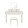 thumbnail image 4 of MODERNLUXE Vanity Desk with Round Mirror,Makeup Vanity Desk with 4 Drawers, Height-Adjustable and Stool, Small Vanity Table for Bedroom,Champagne, 4 of 7