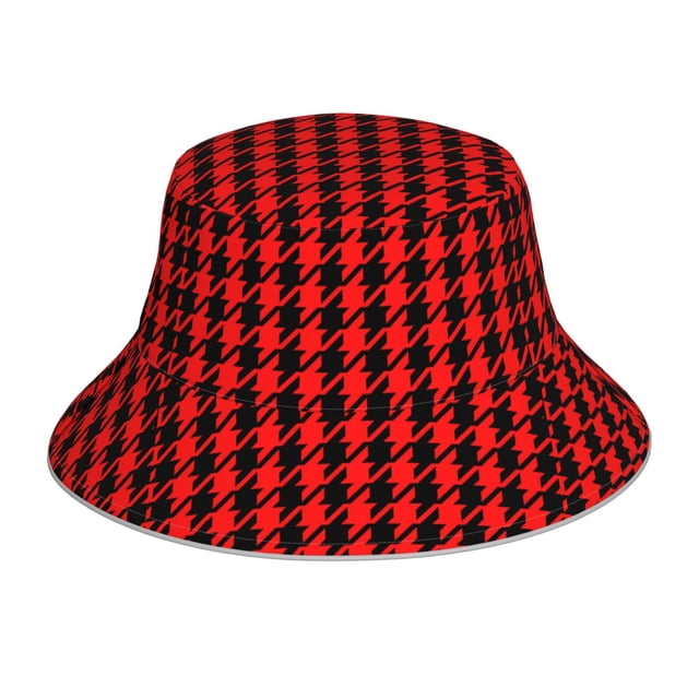 Balery Retro red and Black Houndstooth Sombreros para el sol para hombre y mujer, sombrero de pescador con UPF 50+