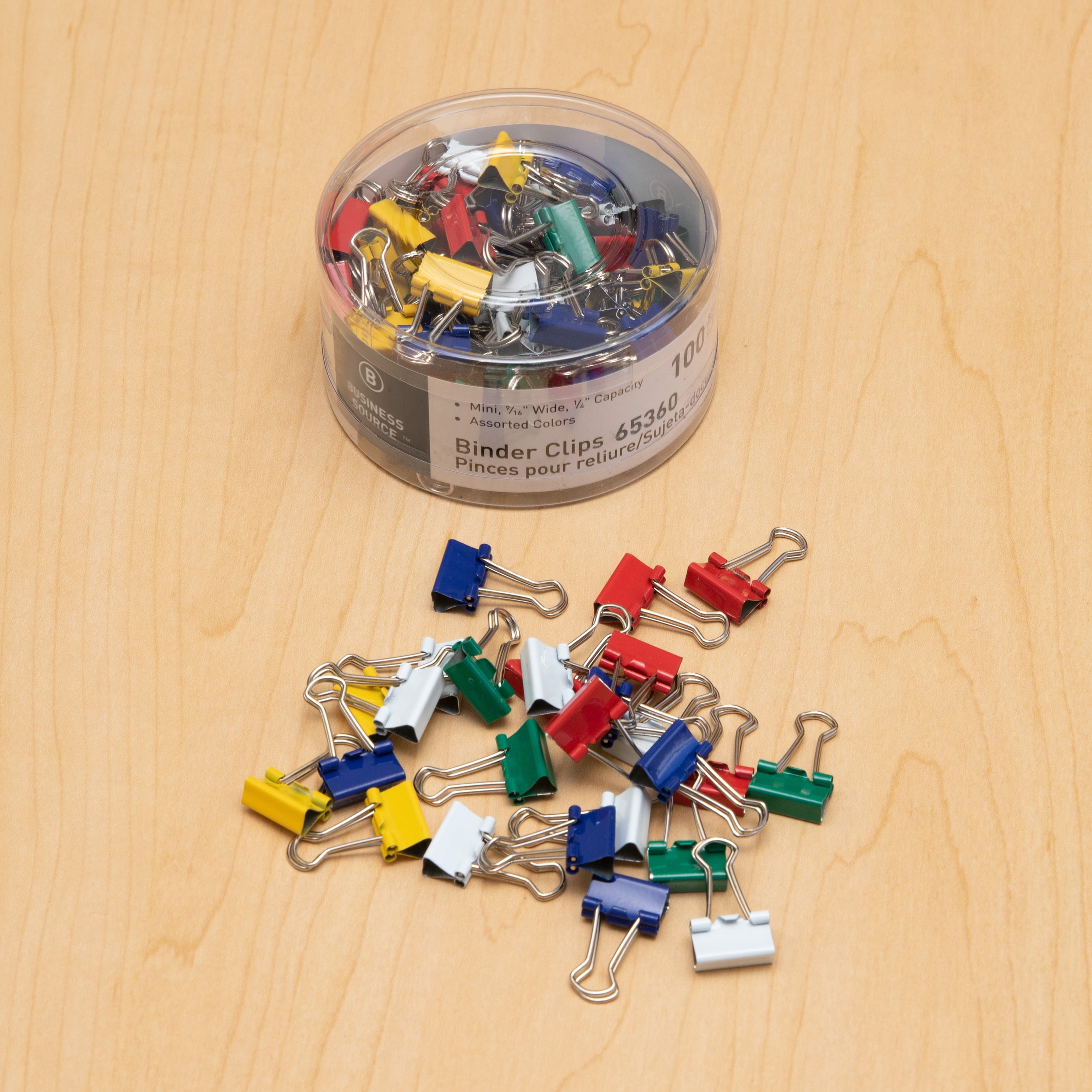 Business Source, BSN65360, Colored Fold-Back Binder Clips, 100 per Pack, Assorted