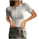 thumbnail image 1 of Karight Women's Summer Tops Short Sleeve Shirts Ribbed Knit Henley Button Up T Shirts Slim Fit Casual Basic Tee, 1 of 6