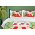 thumbnail image 4 of Ambesonne Christmas Duvet Cover Sets, X'mas Candy Cane Snowman, 2-King, Pistachio Green Vermilion, 4 of 7