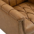 thumbnail image 7 of Dreamsidea Faux Leather Accent Chair Set of 2 for living Room, Button Tufted Wingback Armchair with Wood Legs Camel, 7 of 7