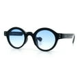 thumbnail image 5 of Mens Thick Plastic Round Oval Keyhole Horn Rim Hipster Vintage Style Sunglasses Black - Blue, 5 of 8