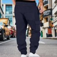 thumbnail image 7 of Men’s Heavyweight Cargo Sweatpants Elastic Waist Baggy Plaid Texture Jogger Trousers Fall Winter, 7 of 7