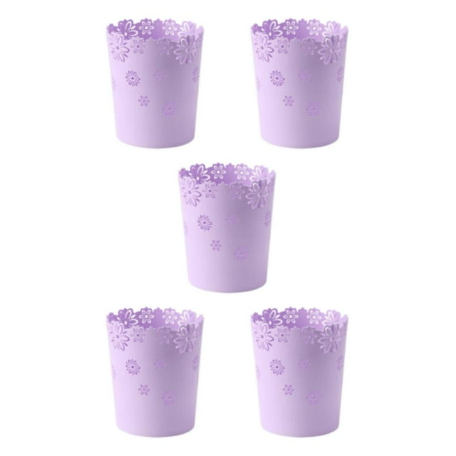 Wweixi Durable Trash Bin With Anti Slide Bottom Reliable And Convenient Prevents purple medium-sized 5Set