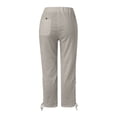 thumbnail image 6 of Baqcunre Work Pants For Women Women Suitable High Waist Pants Drawstring Capri Pants With Pockets Wide Leg Cropped Pants For Women Linen Pants Women'S Pants Khaki XXL, 6 of 9