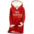 thumbnail image 3 of Feancey Fleece Pullover Hoodies for Women Letter Print Hooded Sweatshirts Winter Sherpa Lined Thermal Tops Loungewear Pajamas with Pockets Red S, 3 of 4