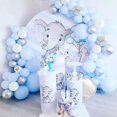 thumbnail image 5 of Kit de arco de guirnalda de globos azules, 141 piezas de globos blancos plateados azules, globos de aluminio plateados 4d, arco de globos de metal macarrón para baby shower de niño, 1er nacimiento, 5 of 5