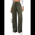 thumbnail image 2 of Pantalones Deportivos Casuales para Mujer, de Pierna , Holgados, con Cordón Ajustable, Cintura Alta, Elásticos y Bolsillos. Verde XL, 2 of 10