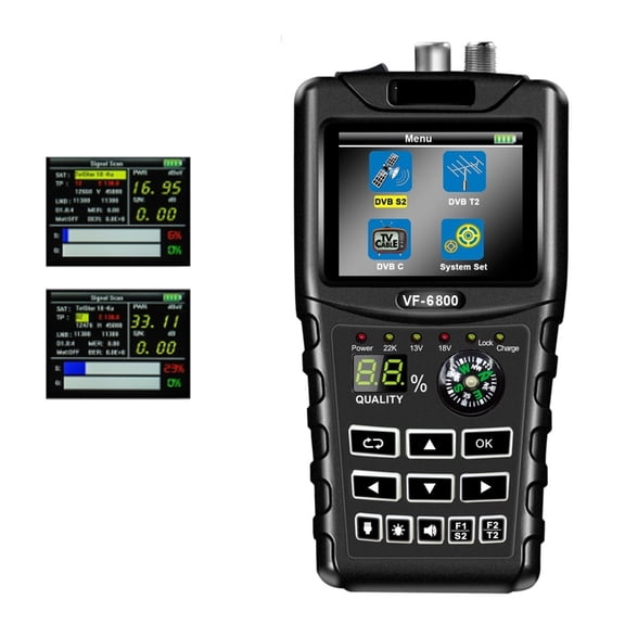 VF-6800 Digital Satellite Finder Meter Support DVB-T2/DVB S2/DVB C Combo Sat Finder Meter Digital Finder For Satellite TV Receiv ,Portable Carrying