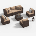 thumbnail image 3 of Dateyes 7-Piece Outdoor Patio Sectional Sofa Set, All-Weather Wicker Rattan Furniture with Coffee Table & Waterproof Cover (Beige), 3 of 8