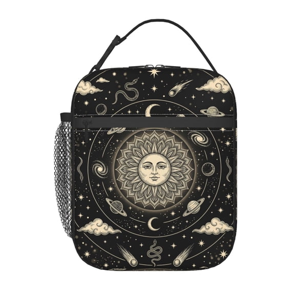 Sun And Moon Lunch Bag Reusable Zipper Closure Leakproof Insulated Lunch Box Cooler Tote Bag Food Container Snack Bag